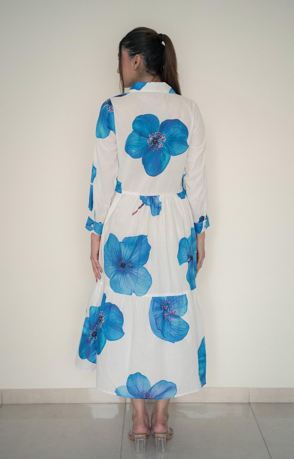Blue Bloom Button-down Midi Dress image 5