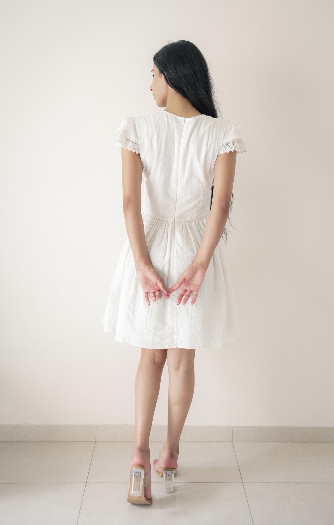 White Dobby Mini Dress image 2