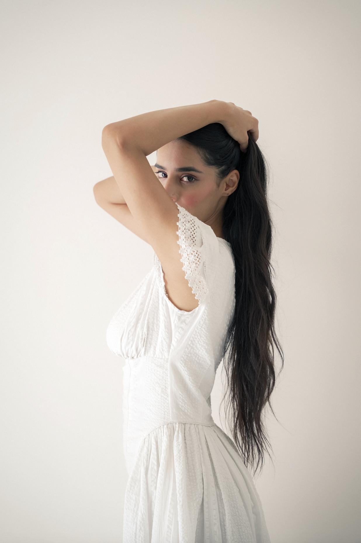 White Dobby Mini Dress image 3