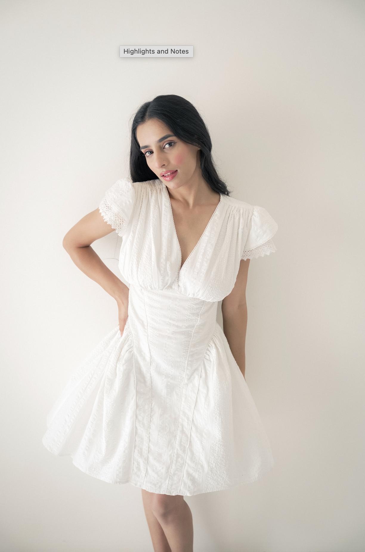 White Dobby Mini Dress image 5