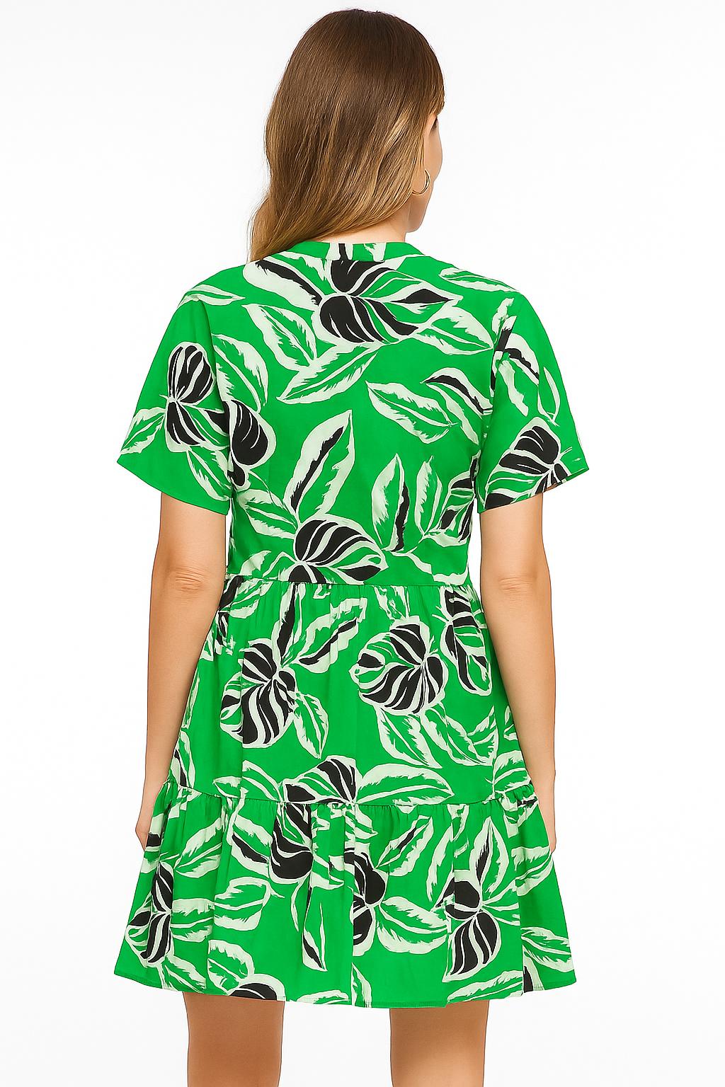 Tropical Leaf Print Button-front Dress image 2
