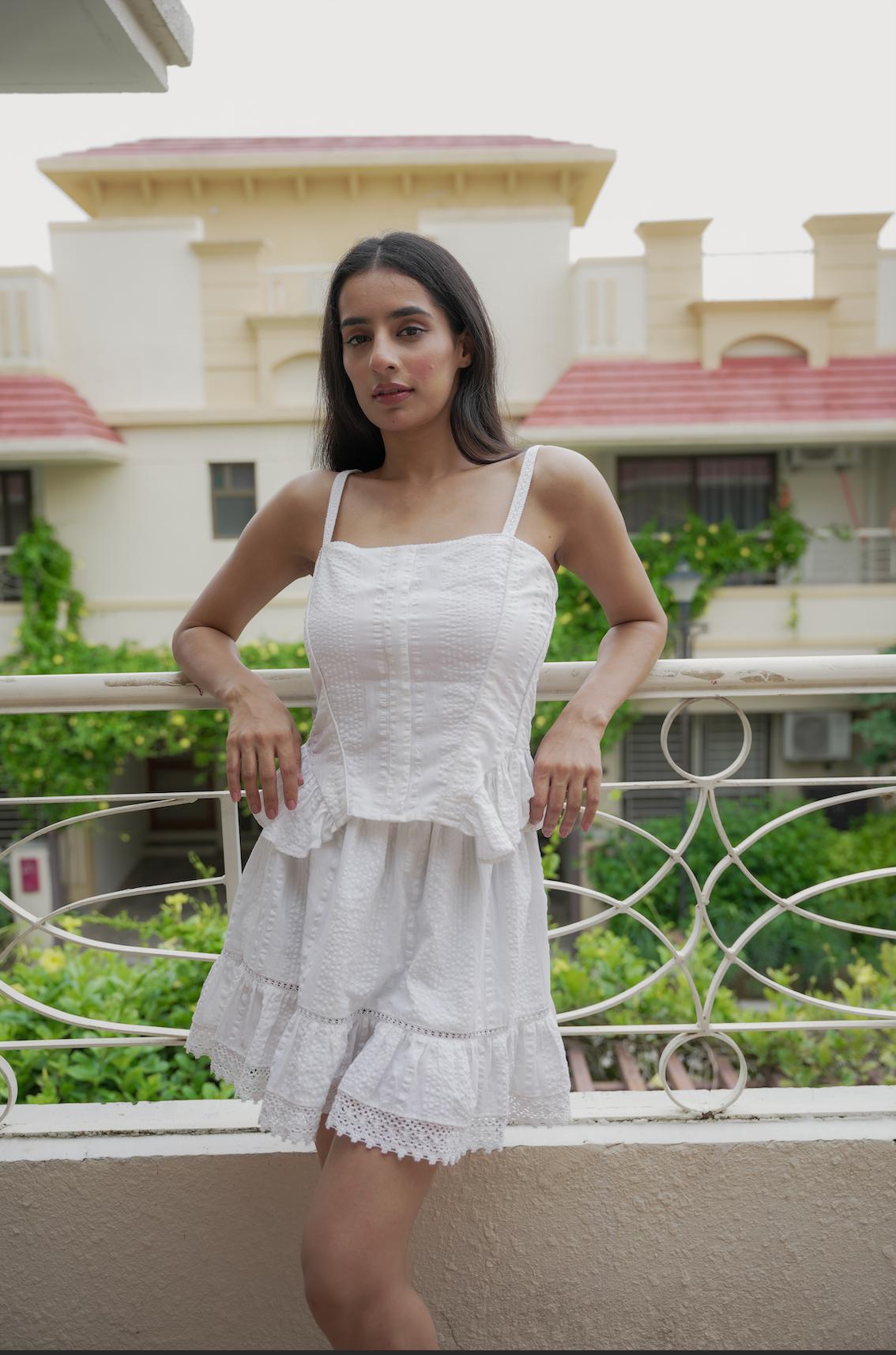 White Peplum Twin Set