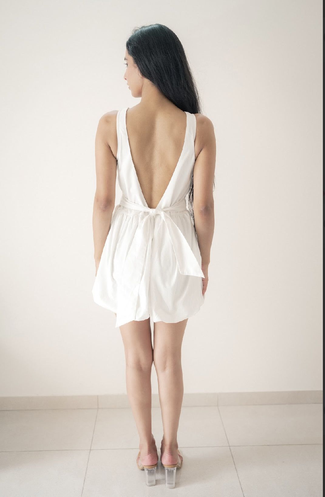 Balloon Hem Mini Dress ‚ÄÌ White