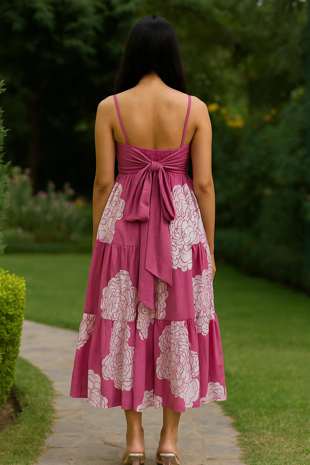 Pink Floral Tiered Cotton Dress image 2