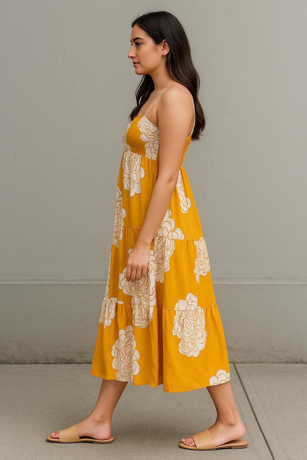 Mango Floral Tiered Cotton Dress image 3