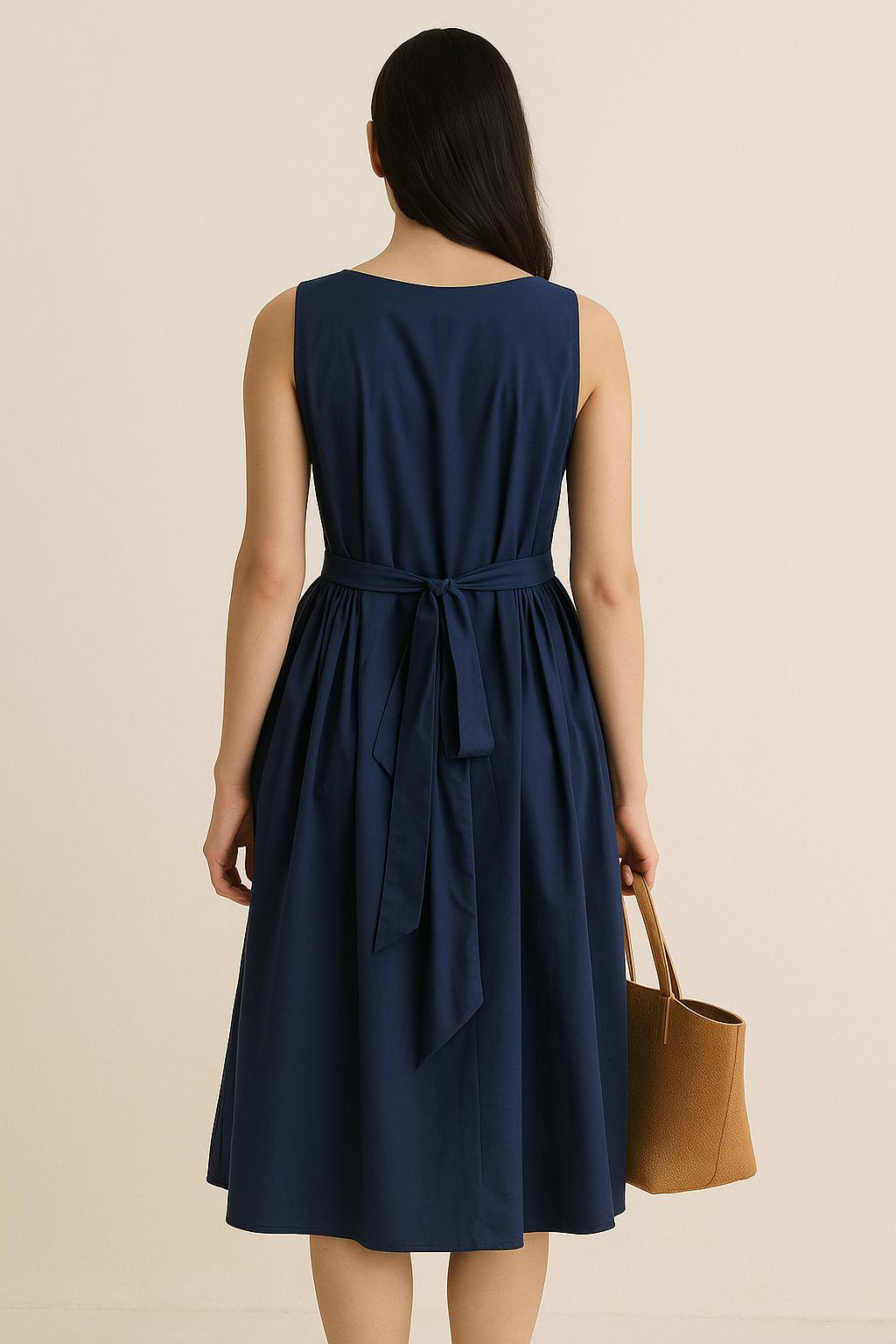 Sleeveless Cotton Fit-and-flare Dress image 3