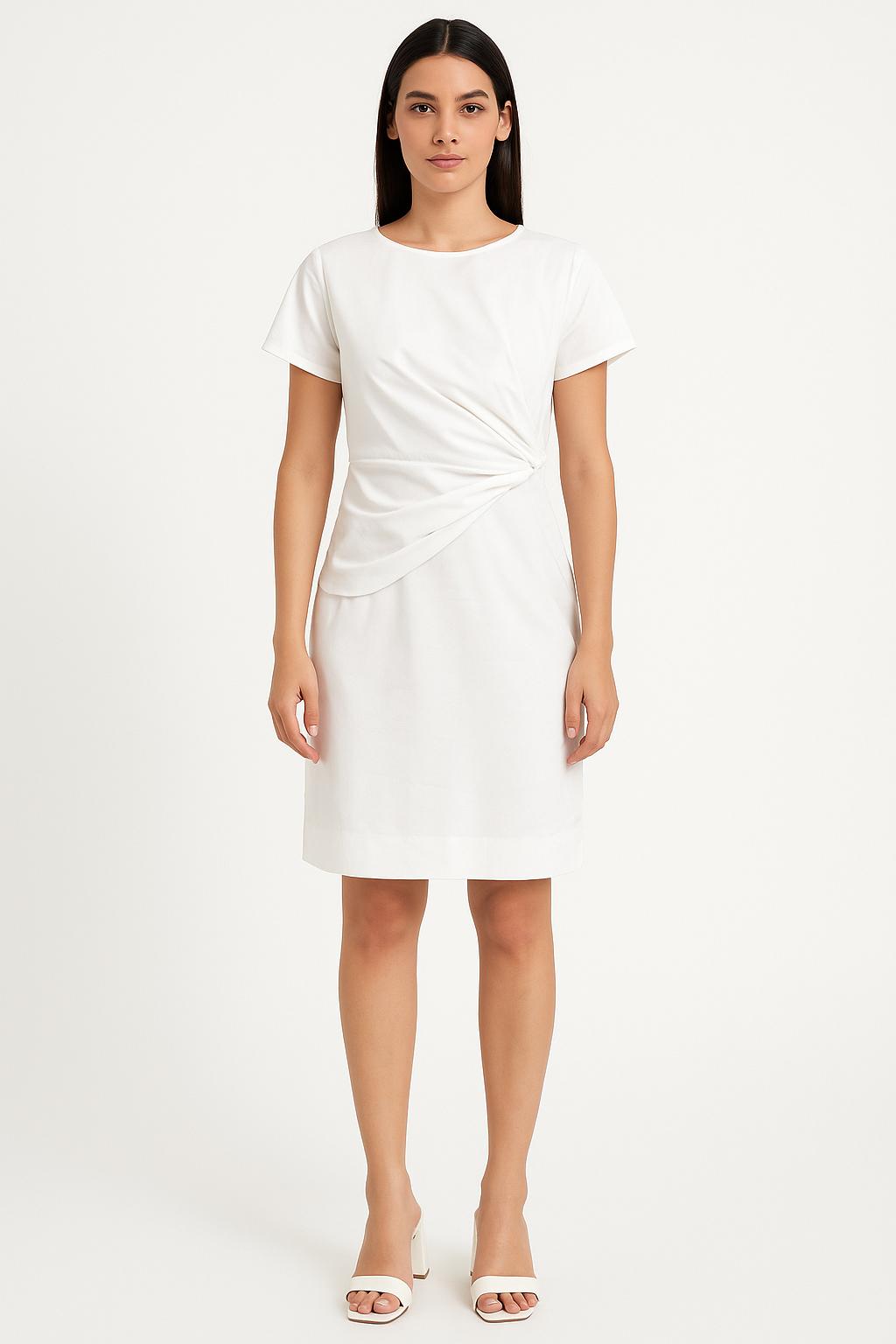 The Draped Knotted Dress ‚ÄÎ Off-white Elegance