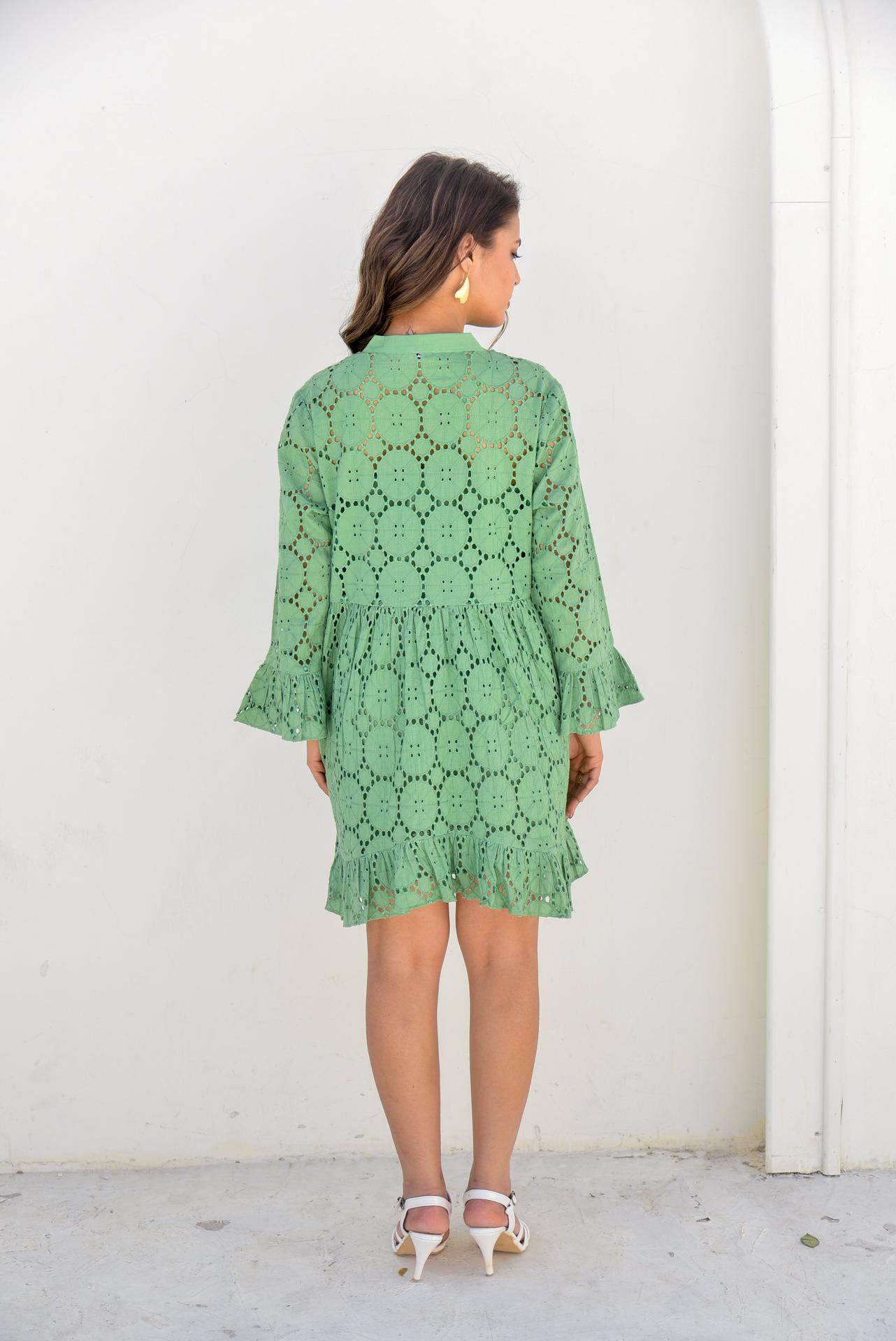 Sage Green Eyelet Tunic Dress With Singlet image 2