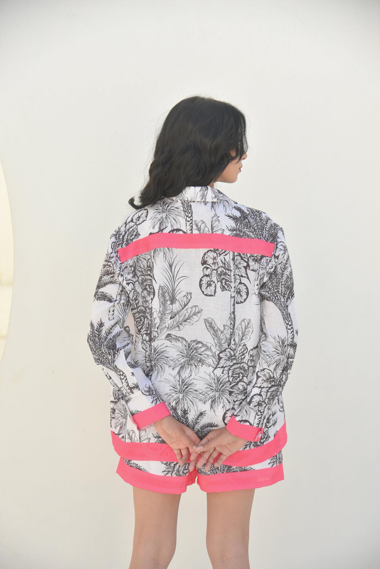 Noir Bliss - Tropical Monochrome Short Co-ord Set image 3