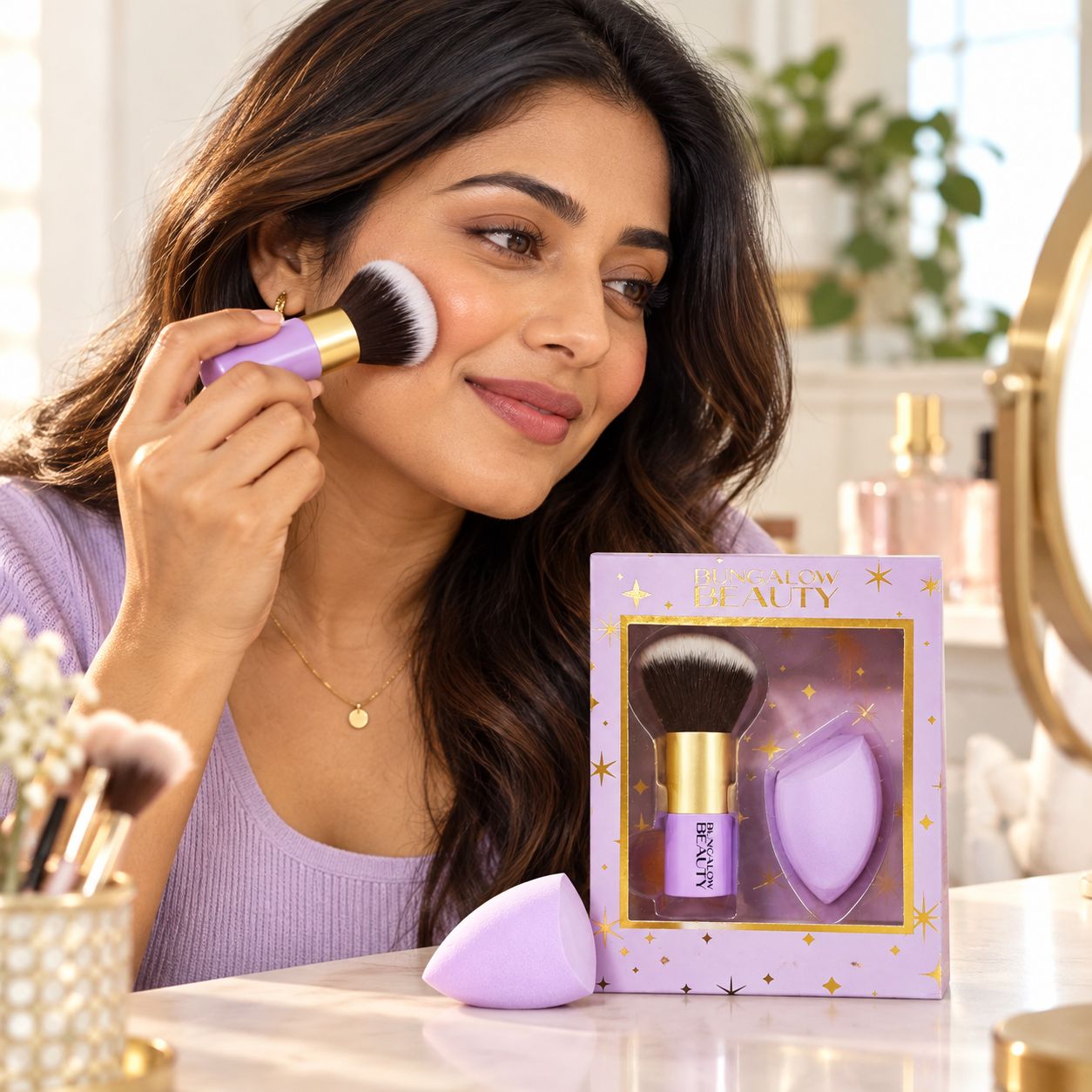 Premium Kabuki Brush & Blender Set (PURPLE) image 1
