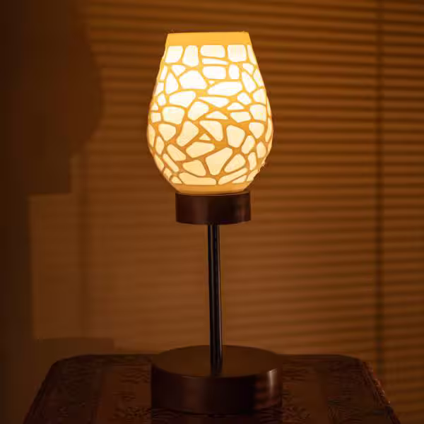 3D Printed Table Lamp, Shade Theme: Nest, Wood Finish: Walnut image 2