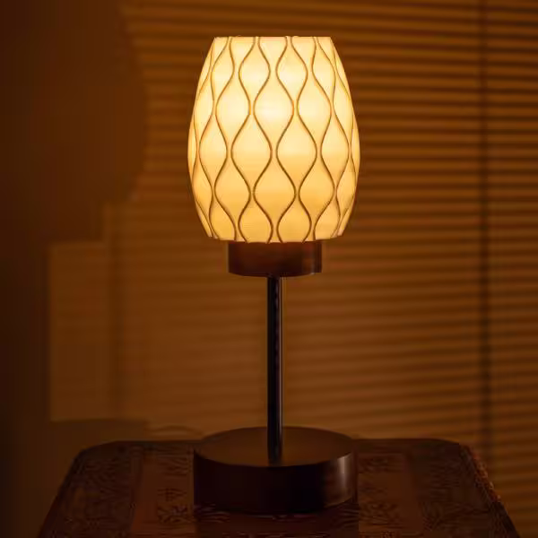 3D Printed Table Lamp, Shade Theme: Pineapple, Wood Finish: Walnut image 2