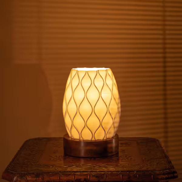 3D Printed Uplighter Lamp, Shade Theme: Pineapple, Wood Finish: Walnut image 2