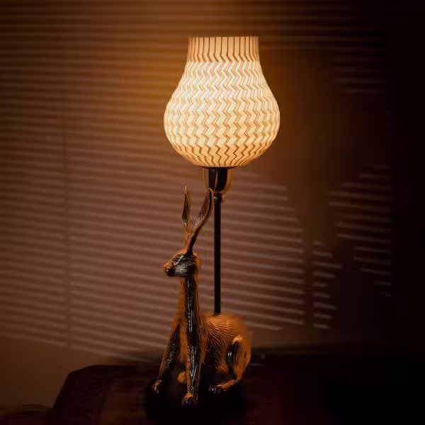 3D Printed Table Lamp Shade Theme: Wave Rabbit: Silver Finish image 2