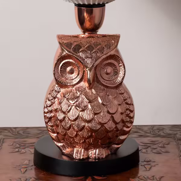 3D Printed Table Lamp Shade Theme: Wave Owl: Copper Finish image 2