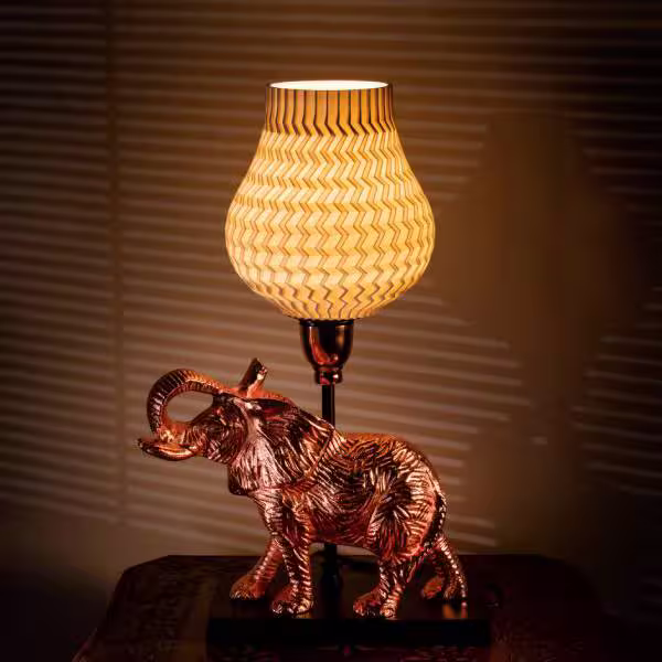 3D Printed Table Lamp Shade Theme: Wave Elephant: Copper Finish image 2