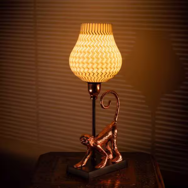 3D Printed Table Lamp Shade Theme: Wave Monkey: Copper Finish image 2