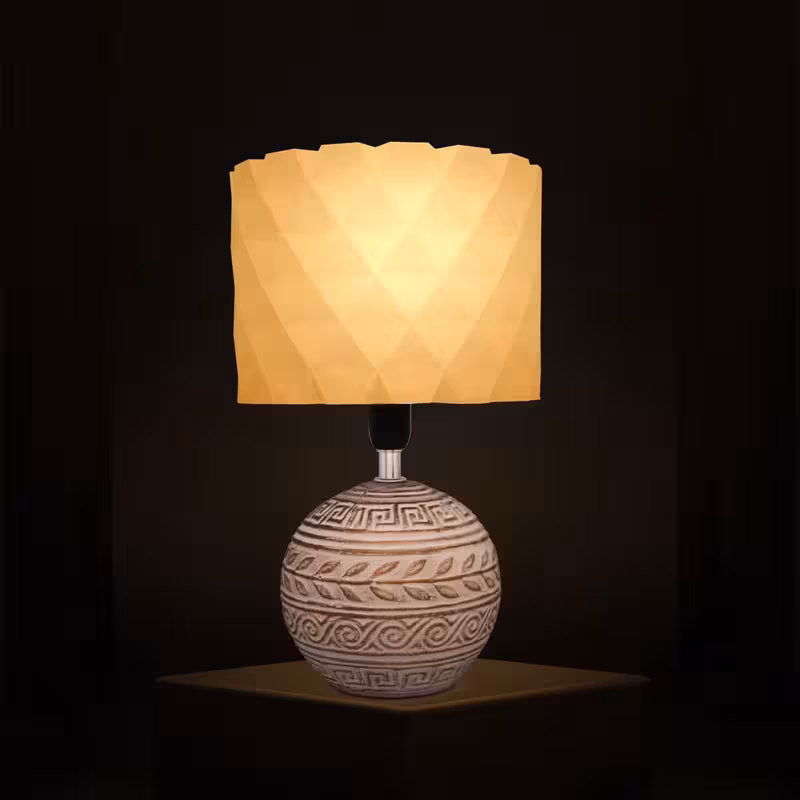 3D Printed Table Lamp Shade, Theme- Diamond, Ceramic Petals image 2