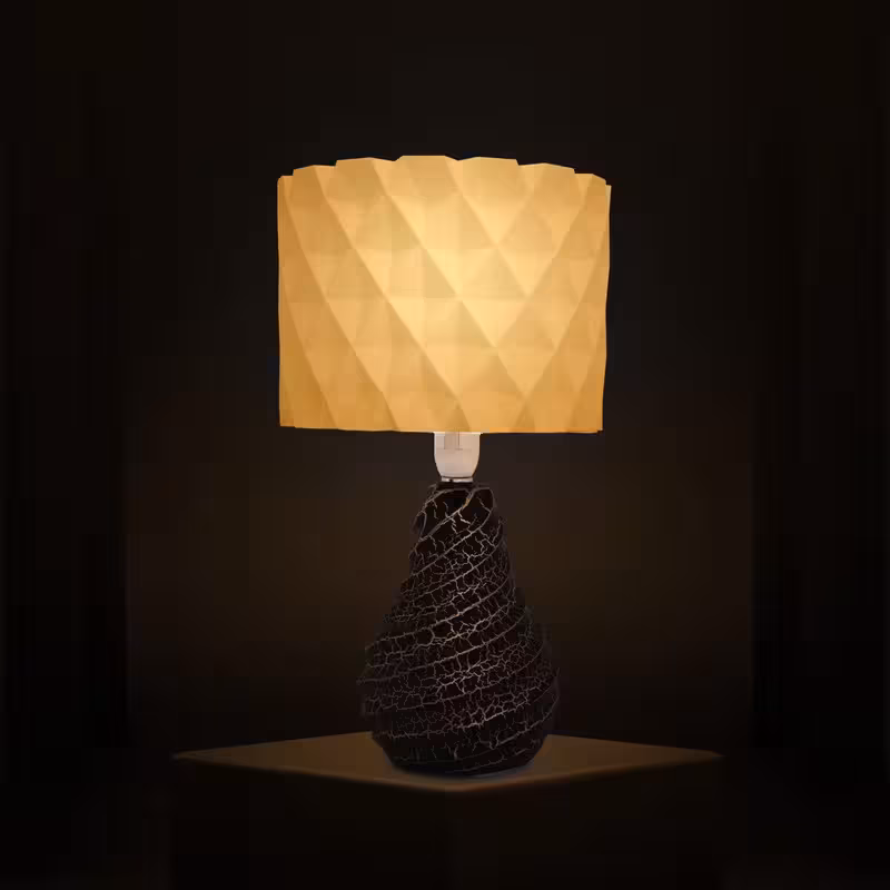 3D Printed Table Lamp Shade, Theme- Diamond, Ceramic Pear image 2