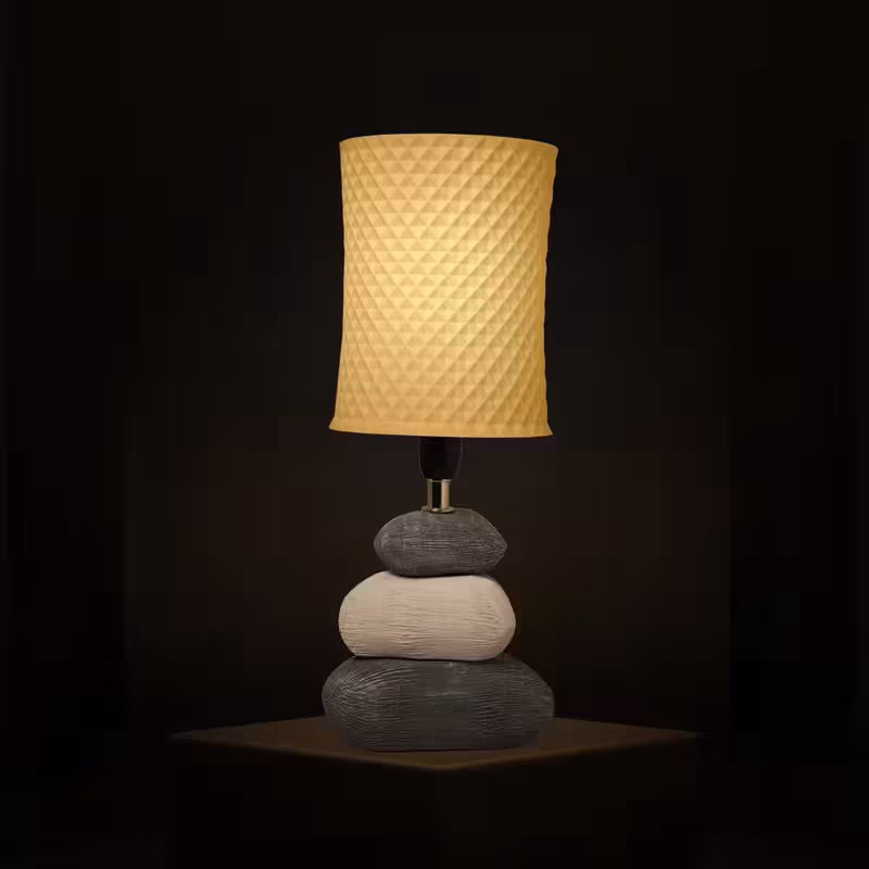 3D Printed Table Lamp Shade, Theme- Knurl, Ceramic Pebbles image 2