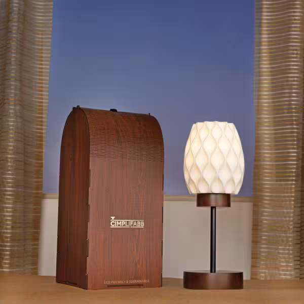 3D Printed Table Lamp, Shade Theme: Pineapple, Wood Finish: Walnut image 3