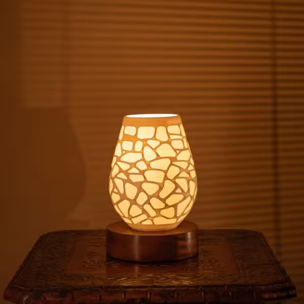 3D Printed Uplighter Lamp, Shade Theme: Nest, Wood Finish: Walnut image 3