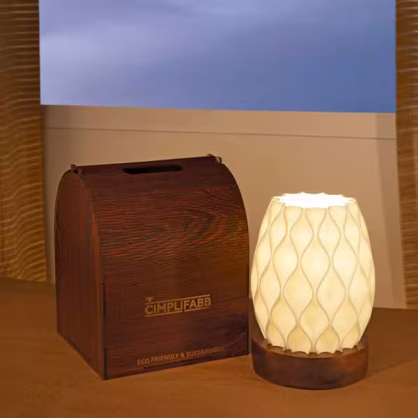 3D Printed Uplighter Lamp, Shade Theme: Pineapple, Wood Finish: Walnut image 3