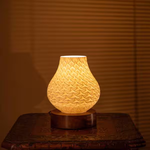 3D Printed Uplighter Lamp, Shade Theme: Stars, Wood Finish: Walnut image 3