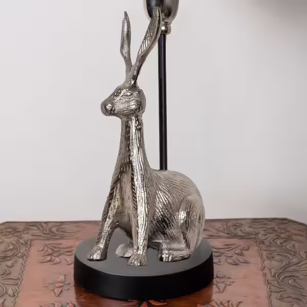 3D Printed Table Lamp Shade Theme: Wave Rabbit: Silver Finish image 3