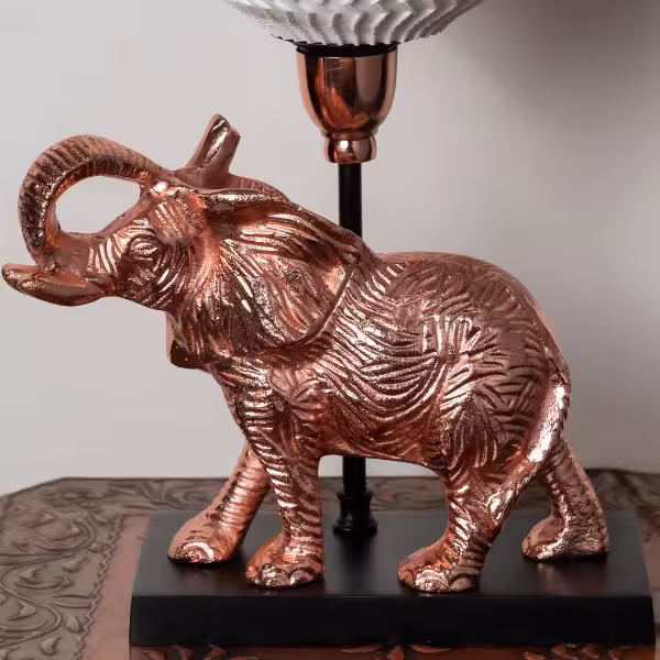 3D Printed Table Lamp Shade Theme: Wave Elephant: Copper Finish image 3