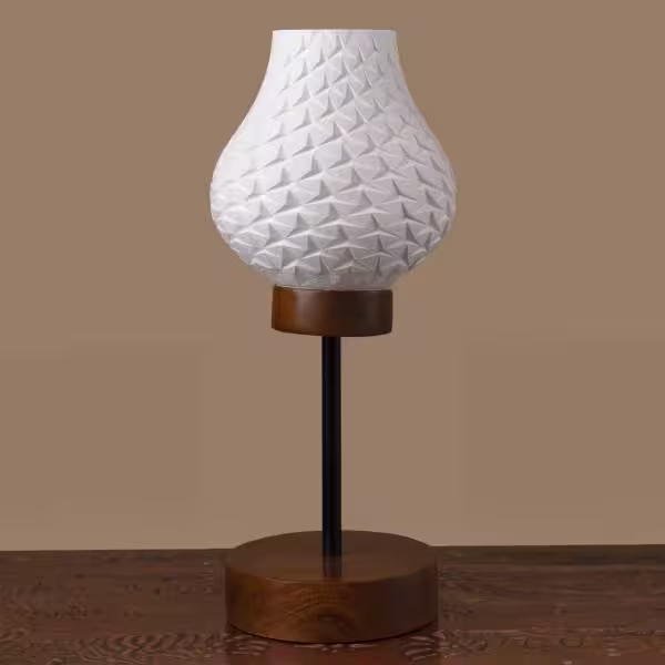 3D Printed Table Lamp, Shade Theme: Star, Wood Finish: Walnut image 4