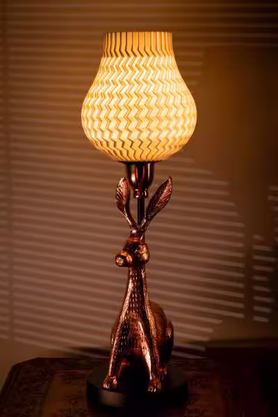 3D Printed Table Lamp Shade Theme: Wave Rabbit: Copper Finish image 4