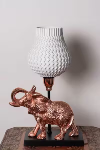 3D Printed Table Lamp Shade Theme: Wave Elephant: Copper Finish image 4