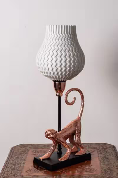 3D Printed Table Lamp Shade Theme: Wave Monkey: Copper Finish image 4