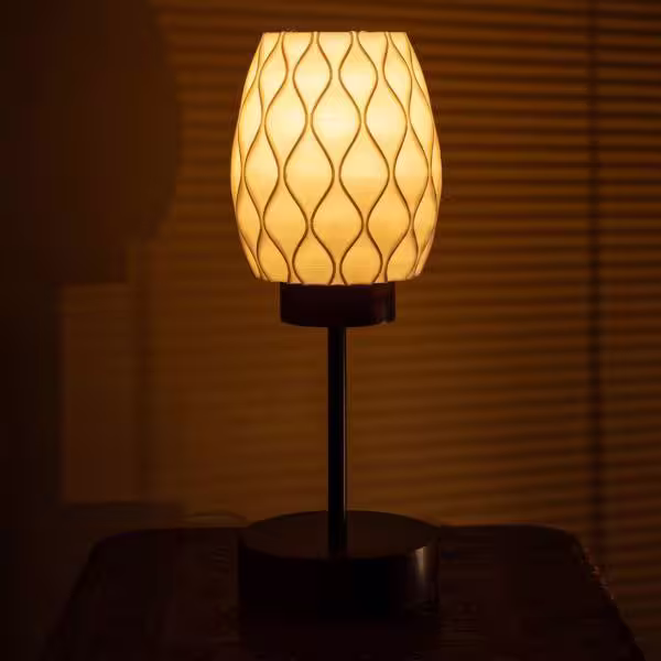 3D Printed Table Lamp, Shade Theme: Pineapple, Wood Finish: Walnut image 5