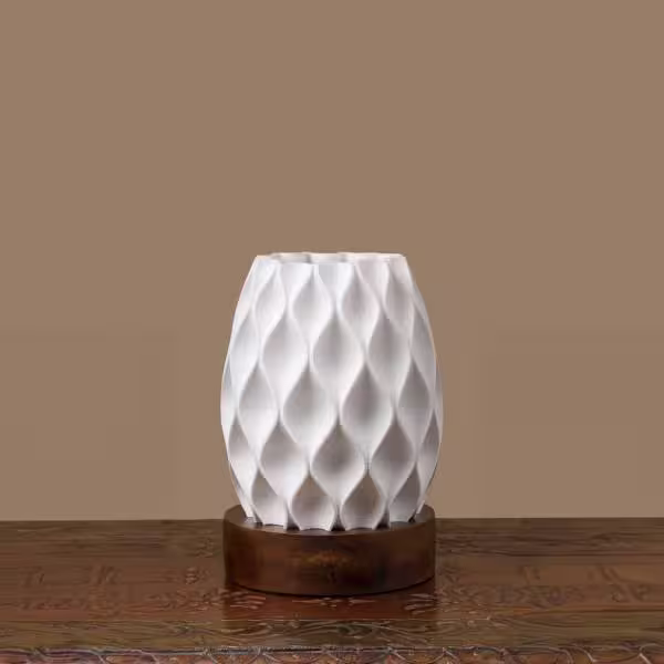 3D Printed Uplighter Lamp, Shade Theme: Pineapple, Wood Finish: Walnut image 5