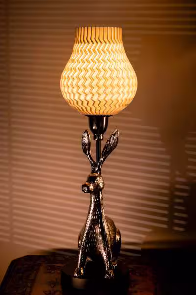 3D Printed Table Lamp Shade Theme: Wave Rabbit: Silver Finish image 5