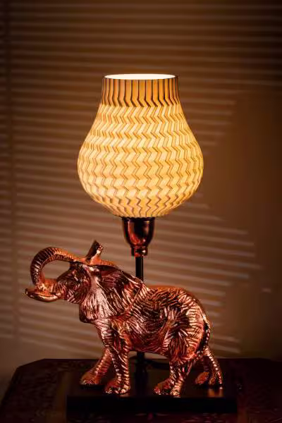3D Printed Table Lamp Shade Theme: Wave Elephant: Copper Finish image 5