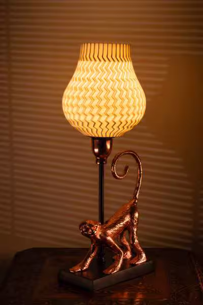 3D Printed Table Lamp Shade Theme: Wave Monkey: Copper Finish image 5