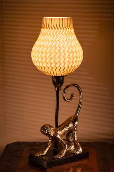 3D Printed Table Lamp Shade Theme: Wave Monkey: Silver Finish image 5