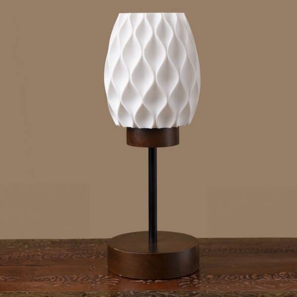 3D Printed Table Lamp, Shade Theme: Pineapple, Wood Finish: Walnut image 6