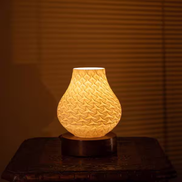3D Printed Uplighter Lamp, Shade Theme: Stars, Wood Finish: Walnut image 6