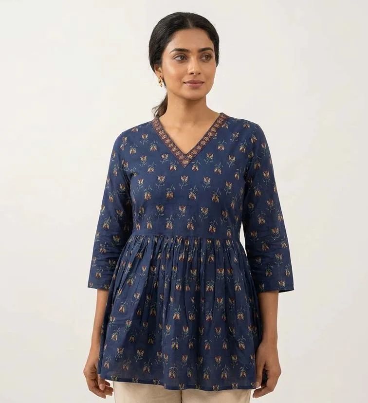 Floral Printed Cotton Short Kurti image 2