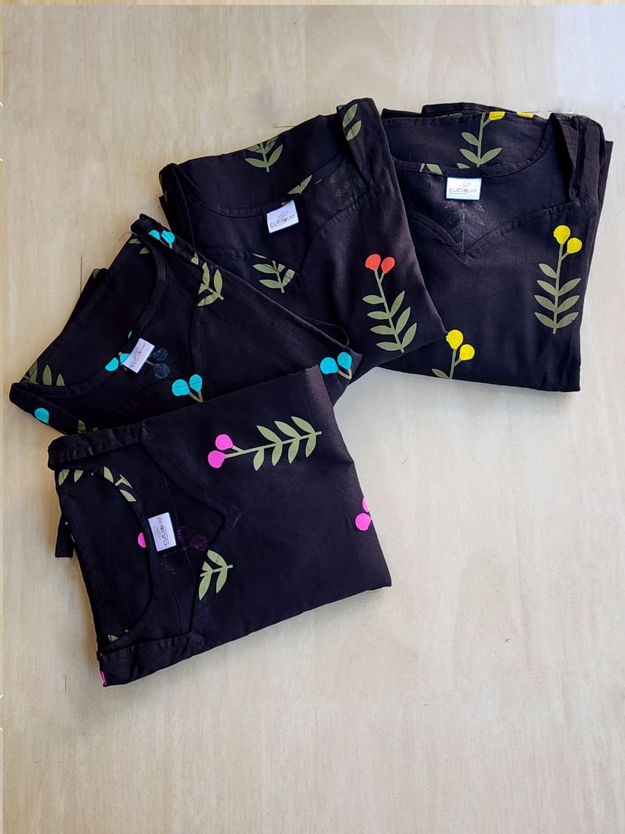 Cutique Cotton Nighty Frock. Free Size Upto Xxl With Pocket image 2