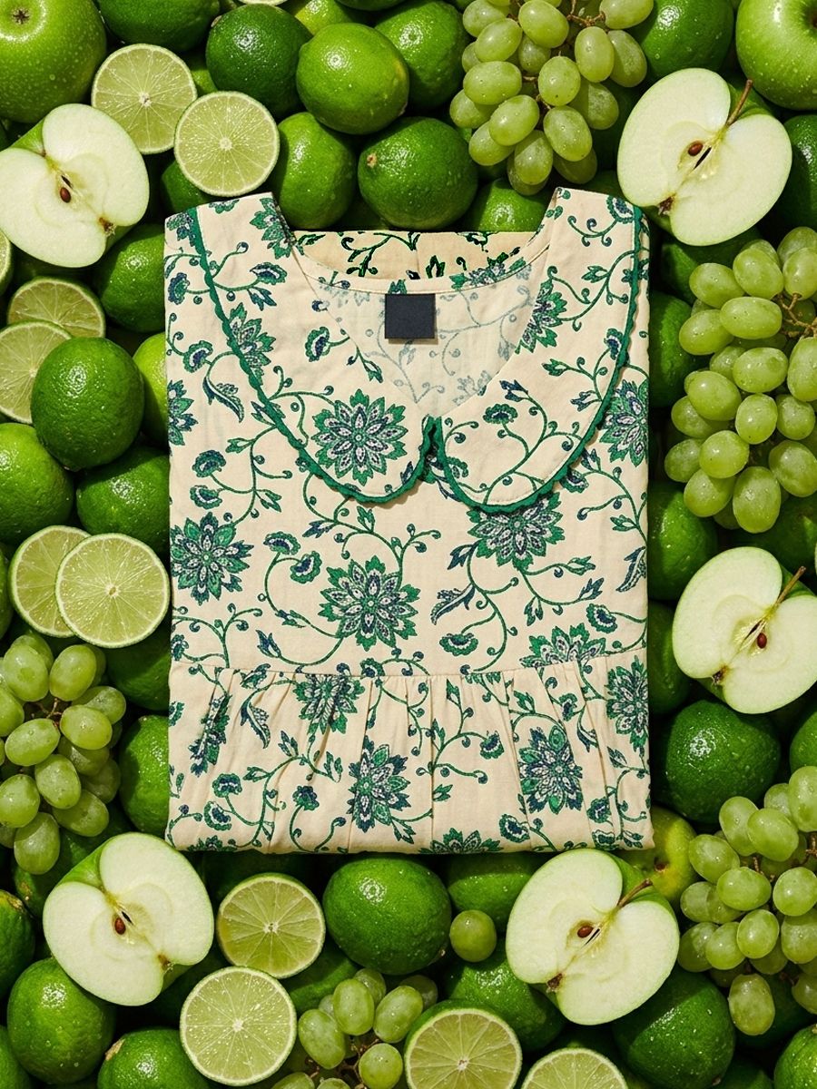 Women's Cotton Nighty Frock, Free Size (UPTO Xxl) Cream image 2