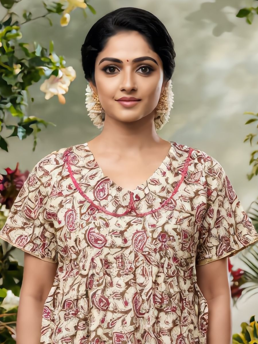 Women's Cotton Nighty Frock, Free Size (UPTO Xxl) Cream image 5