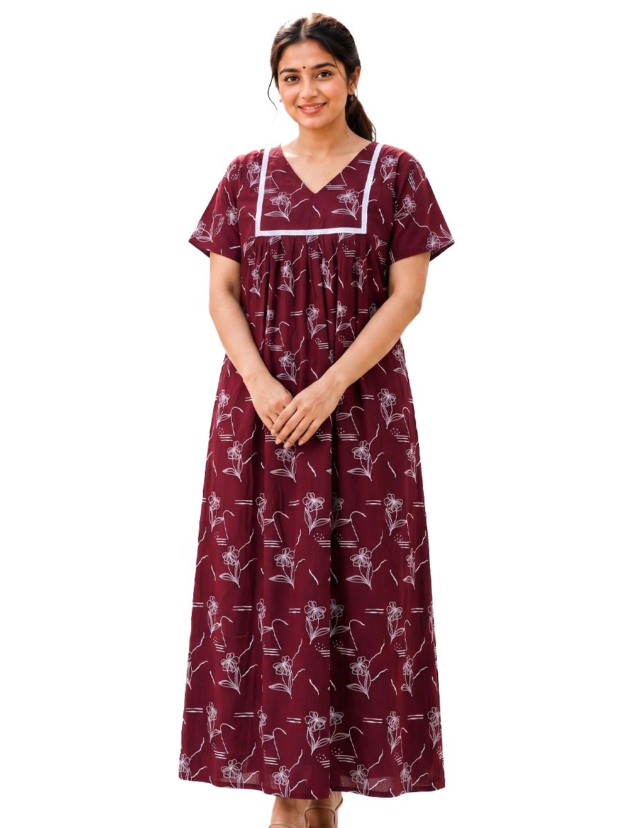 Stylish Free Size Printed Pure Cotton Nighty, Breathable Fabric, Relaxed Fit Night Gown image 2