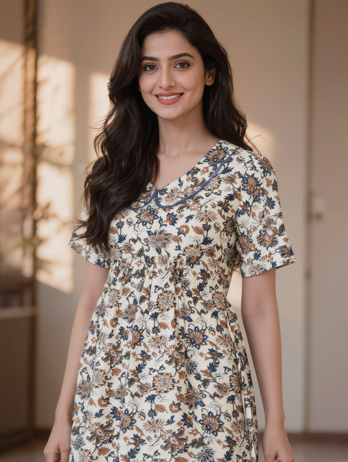 Women's Cotton Nighty Frock, Free Size (UPTO Xxl)