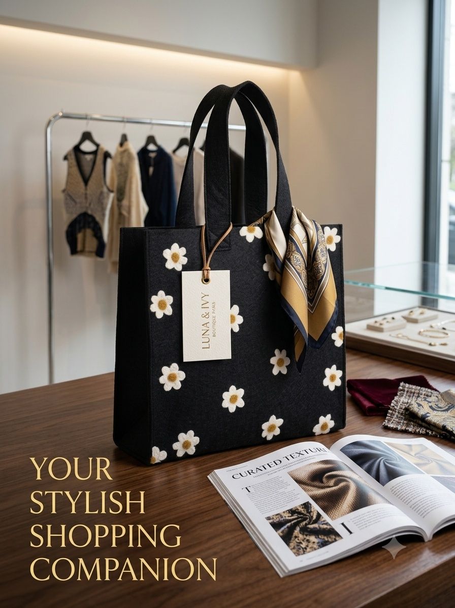 Daisy Craft Felt Tote – Everyday Stylish Handbag With Pocket image 4