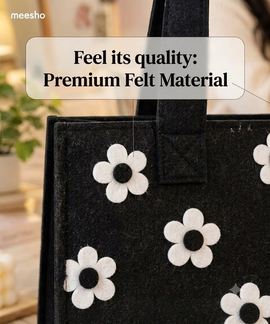 College & Office Aesthetic Tote | Must-have Daisy Tote Bag image 3